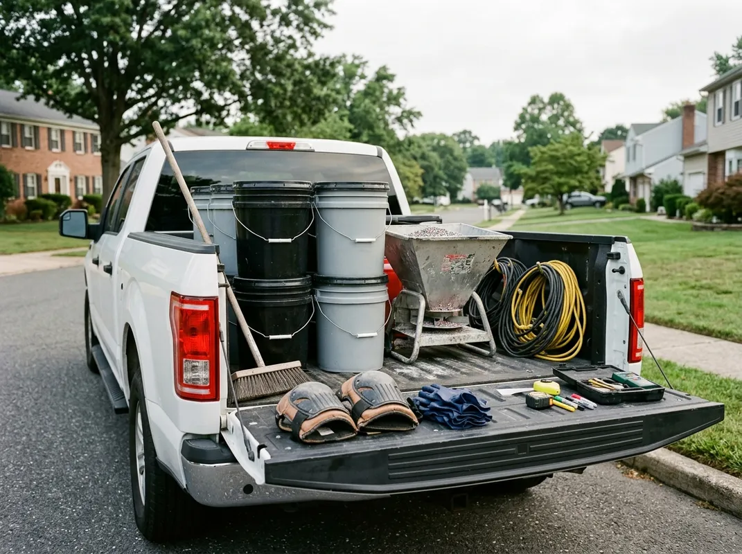 Triumph Concrete Coating Contractor truck loaded with industrial coating equipment