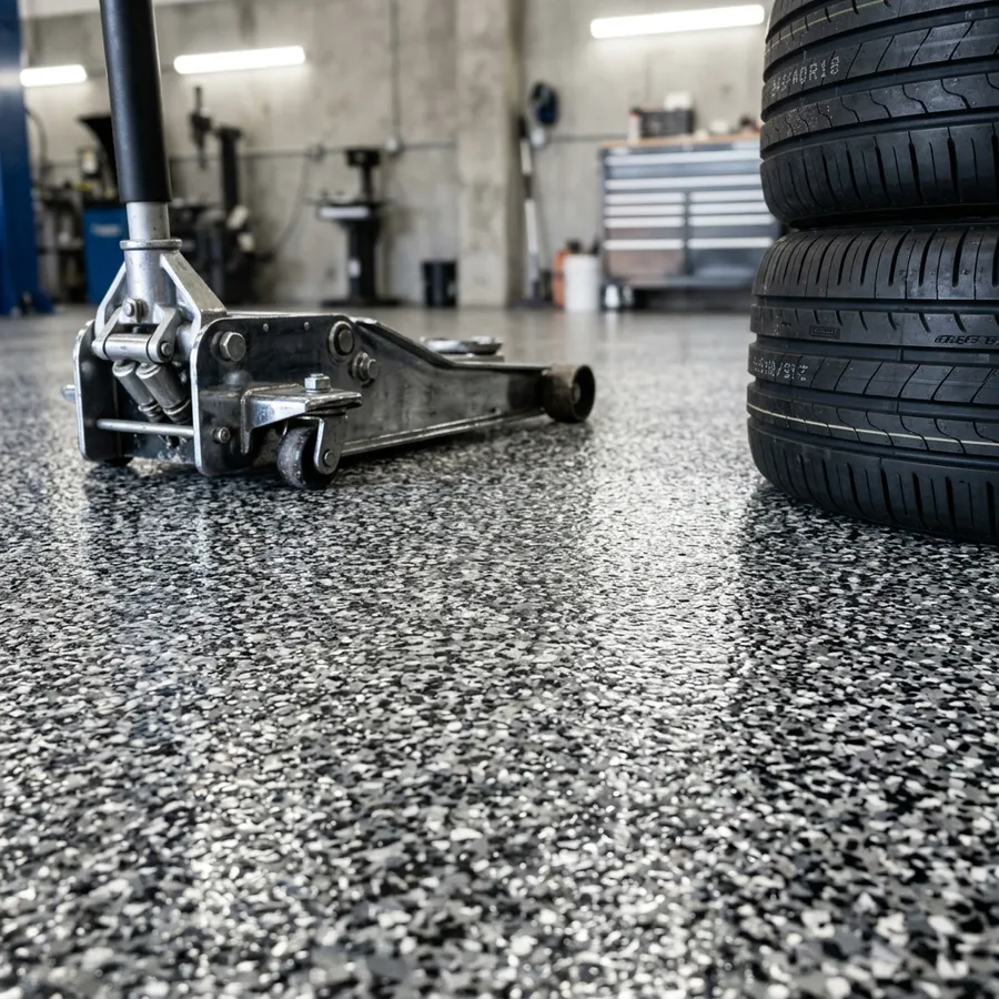 Triumph Concrete Coating Shop Floor Flake commercial floor coating sample