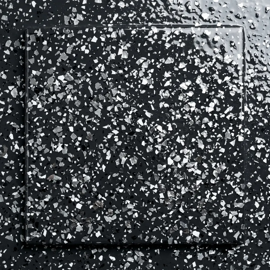 Charcoal & Silver polyaspartic floor coating finish sample