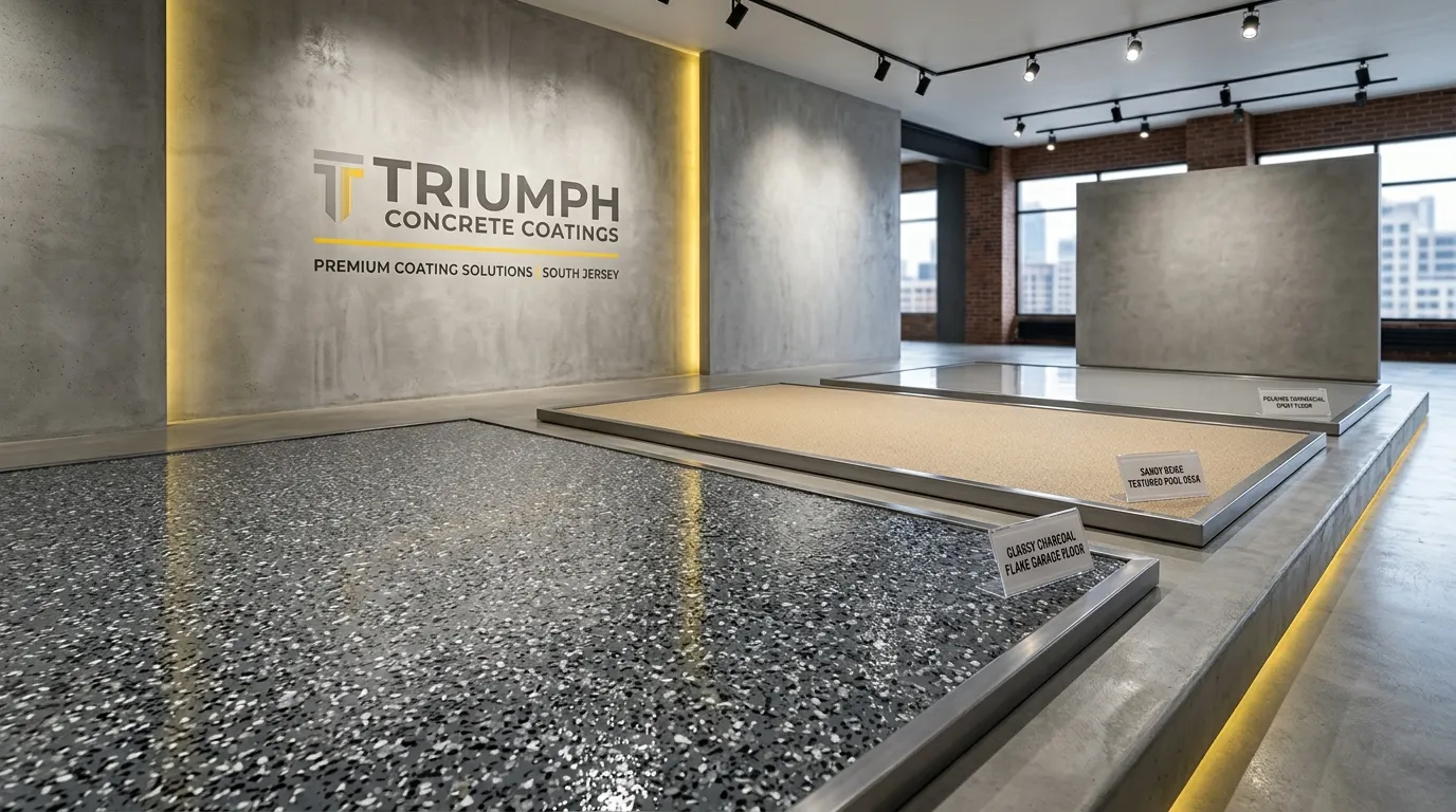 Showcase of finished concrete coating projects by Triumph Concrete Coatings