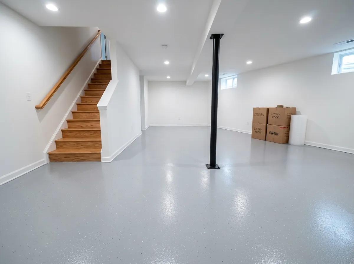 Light Gray Basement Coating in Strawbridge