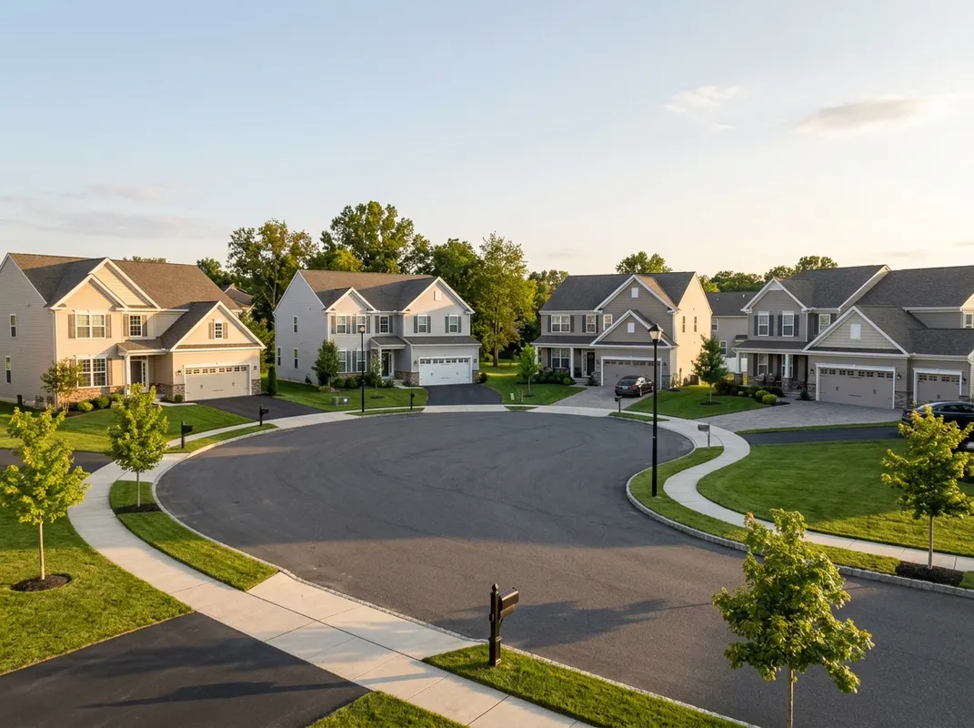 Triumph Concrete Coating Quiet newer-construction subdivision cul-de-sac with colonial homes in Beckett, NJ