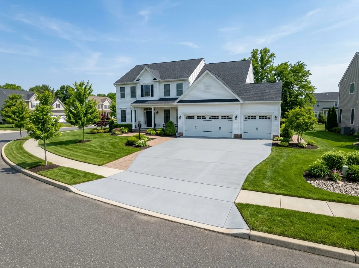 Triumph Concrete Coating Sealed and color-locked concrete driveway at a Beckett, NJ home