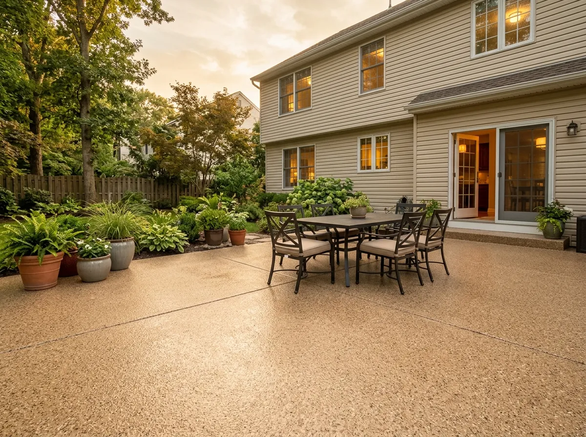 Triumph Concrete Coating Decorative concrete patio coating for a Cherry Hill outdoor seating area
