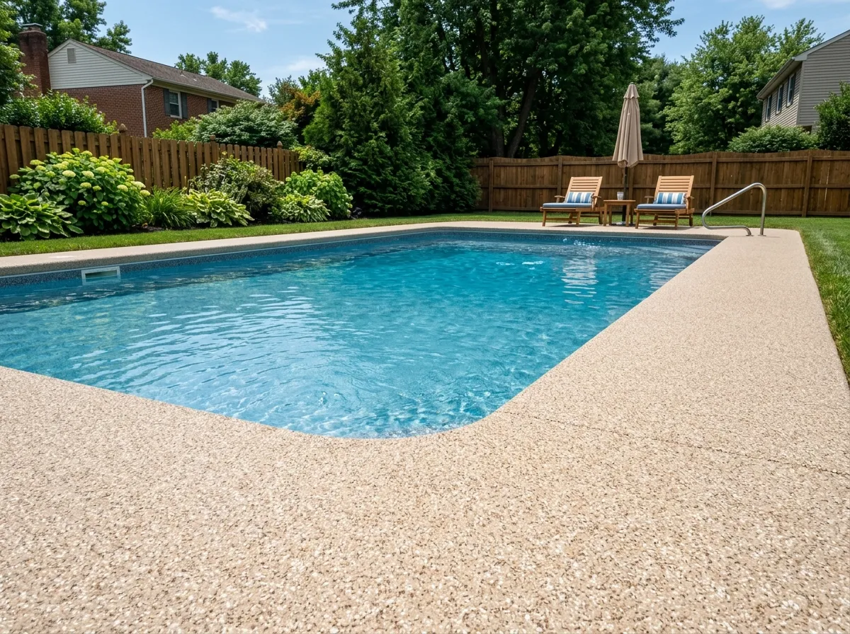 Triumph Concrete Coating Textured pool deck coating for a Cherry Hill backyard concrete surround