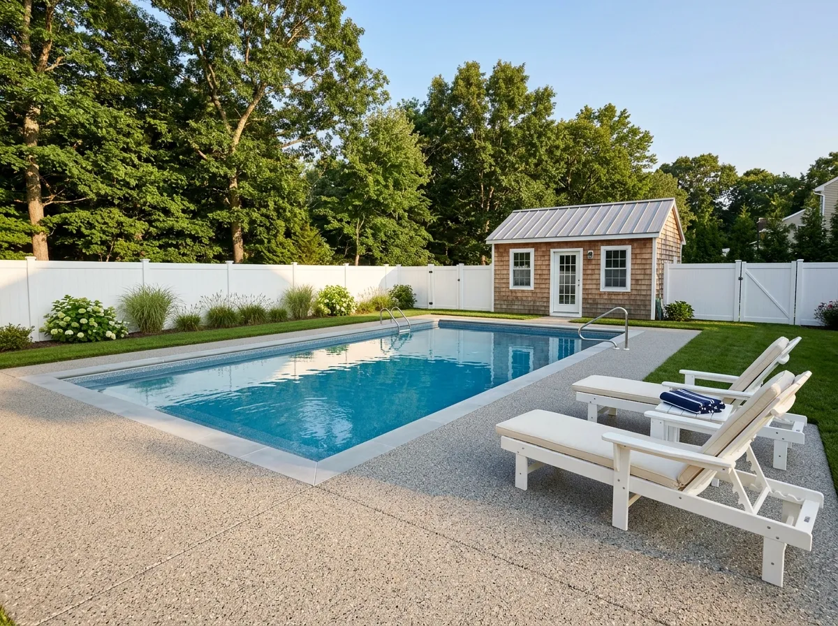 Triumph Concrete Coating Coated residential pool deck in Mullica Hill, NJ