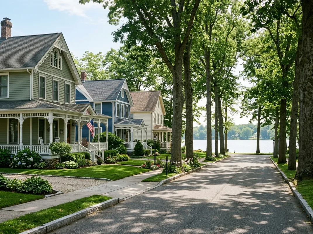 A tree-lined Wenonah, NJ street with Victorian-era homes