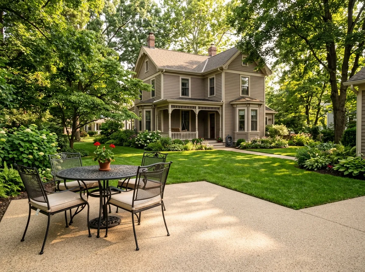 Coated backyard patio behind a small-borough South Jersey home